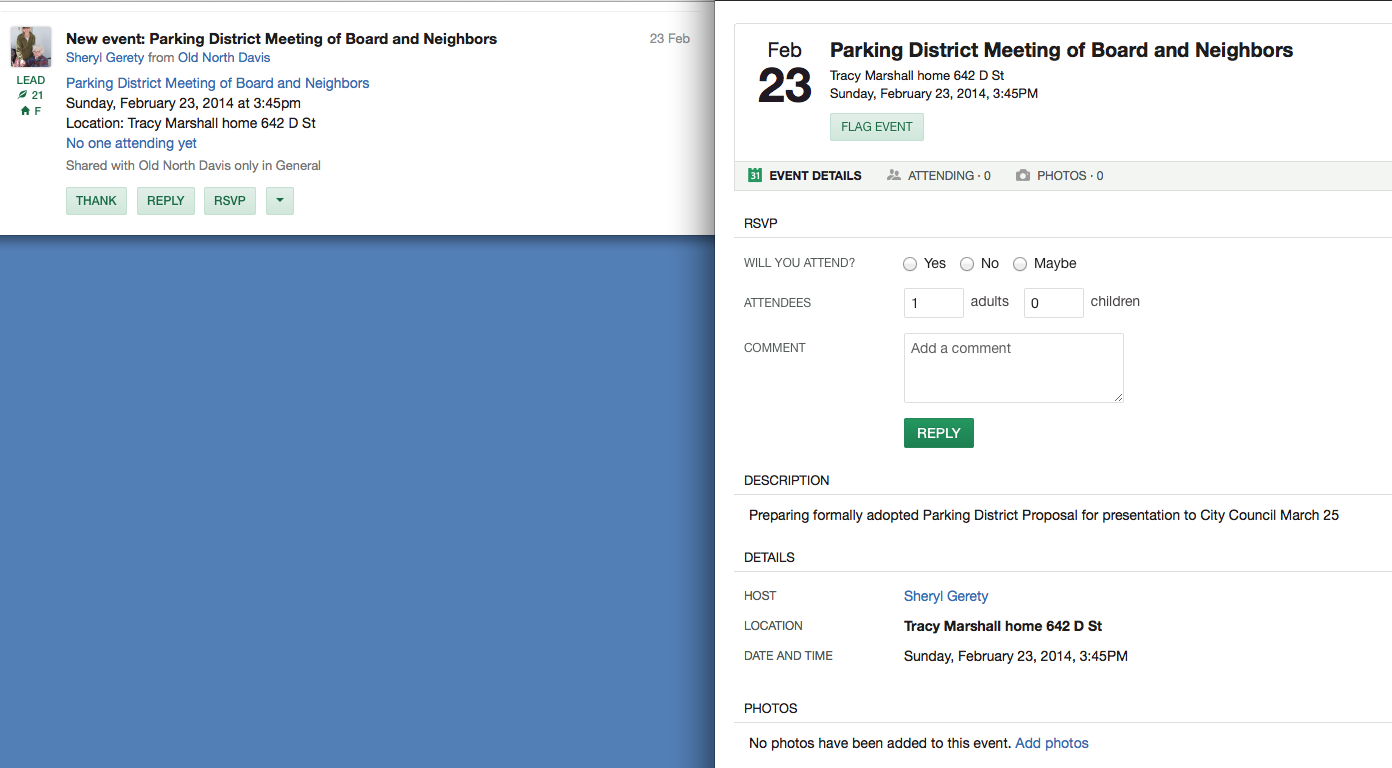 February 23 (a Sunday). Post-City Hall Meeting in a Private Location February 23 (a Sunday). Post-City Hall Meeting in a Private Location