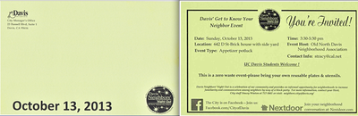 October 8. Doorstep Drop of 'Neighbors' Night Out' Invitation Card October 8. Doorstep Drop of 'Neighbors' Night Out' Invitation Card